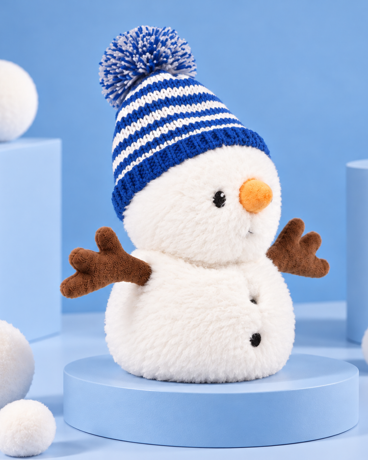 Bouillotte en forme de bonhomme de neige avec texture douce