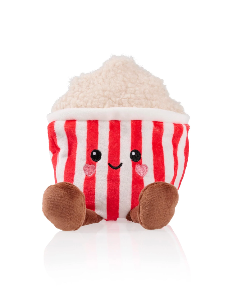 Bouillotte en forme de pot de pop-corn avec texture réaliste.