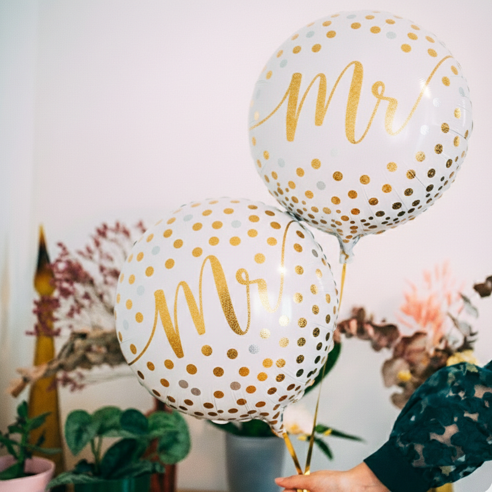 Pack de ballons Mr & Mr avec un design élégant et festif