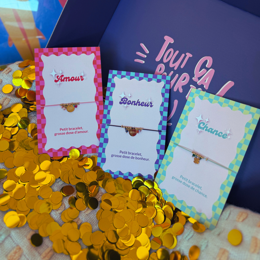 Bracelet Grigri avec médaille 'HAPPY' et perles colorées