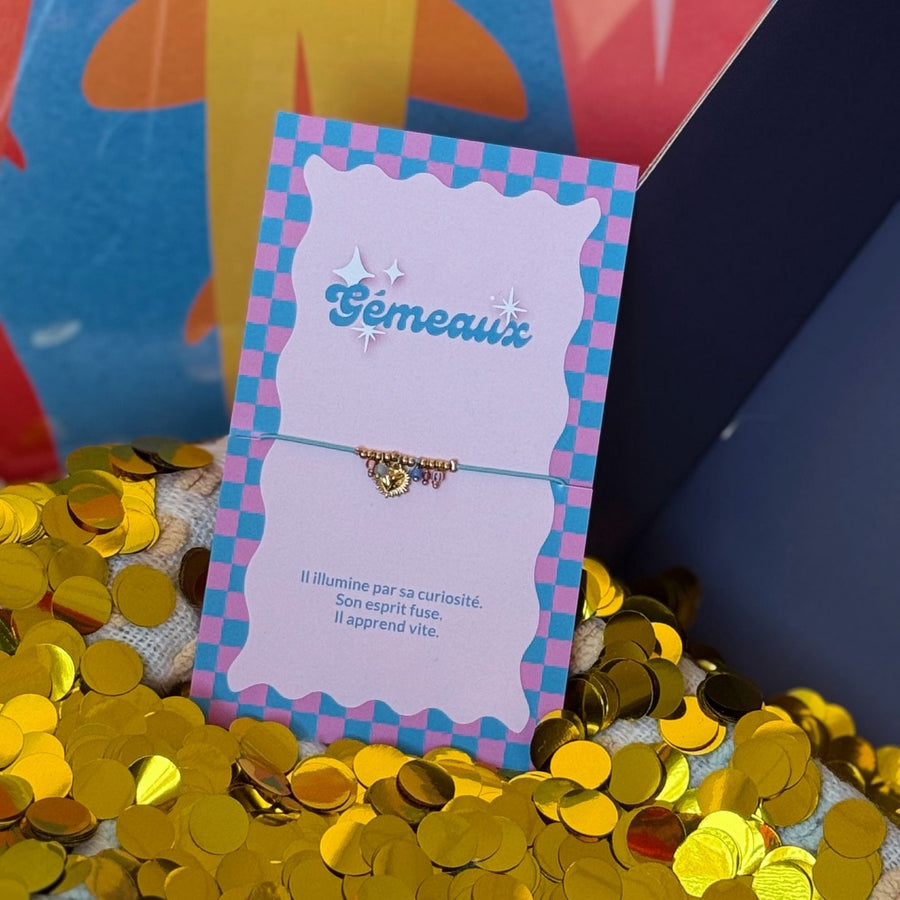 Bracelet Astro Gémeaux en acier inoxydable, vue de près