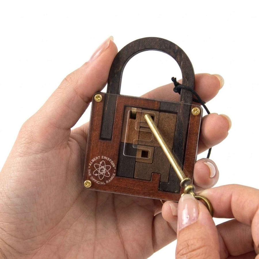 Cadenas en bois avec motif cérébral d'Einstein, vue de face