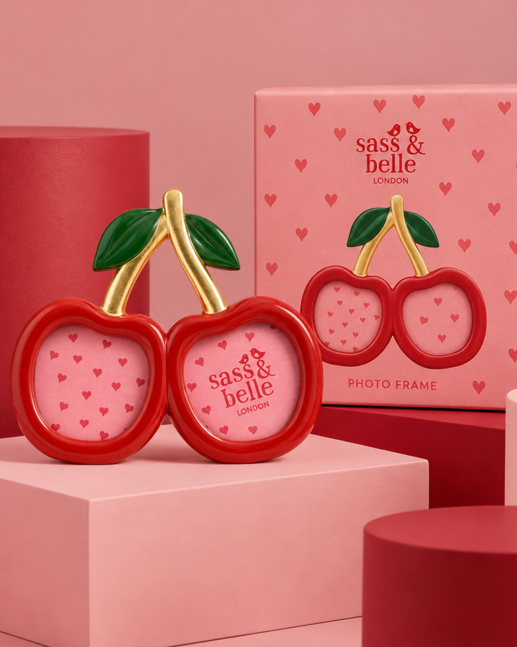 Cadre photo en forme de cerise avec texture lisse