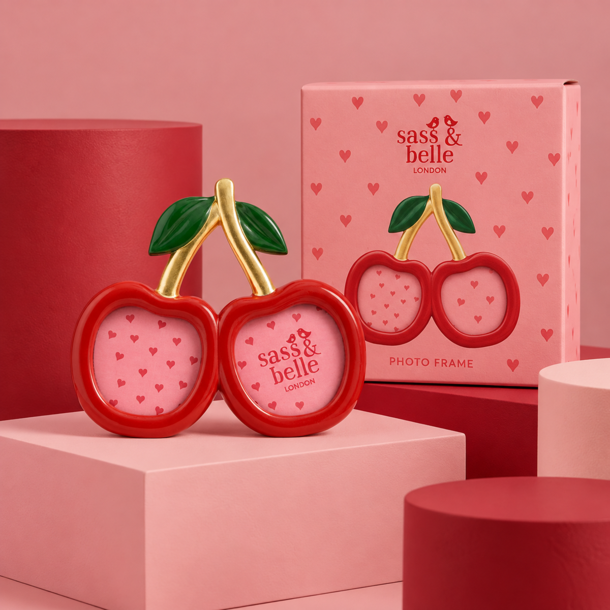 Cadre photo en forme de cerise avec texture lisse