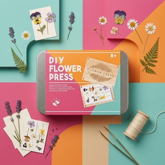 Cadre en bois avec fleurs séchées pressées en art décoratif