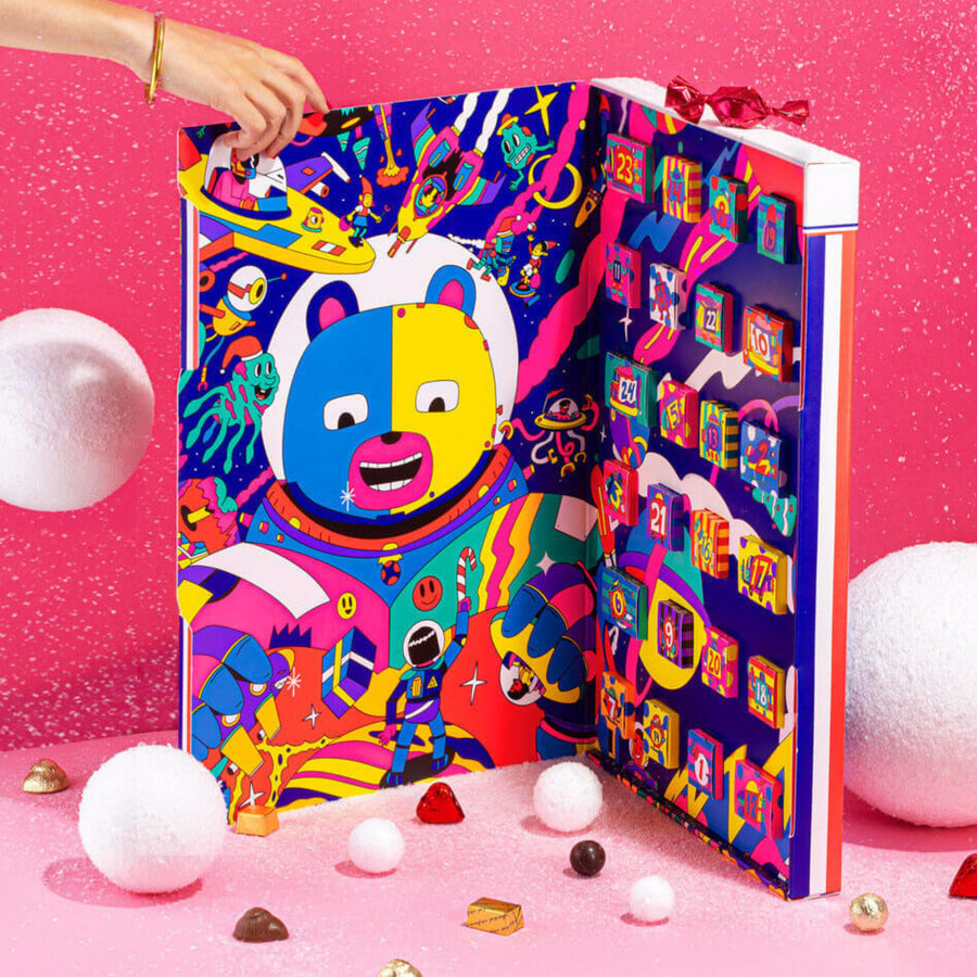 Calendrier de l'Avent avec illustrations colorées et amusantes