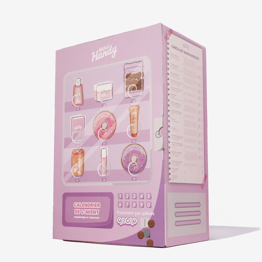 Calendrier de l'Avent Merci Handy avec motifs colorés et festifs