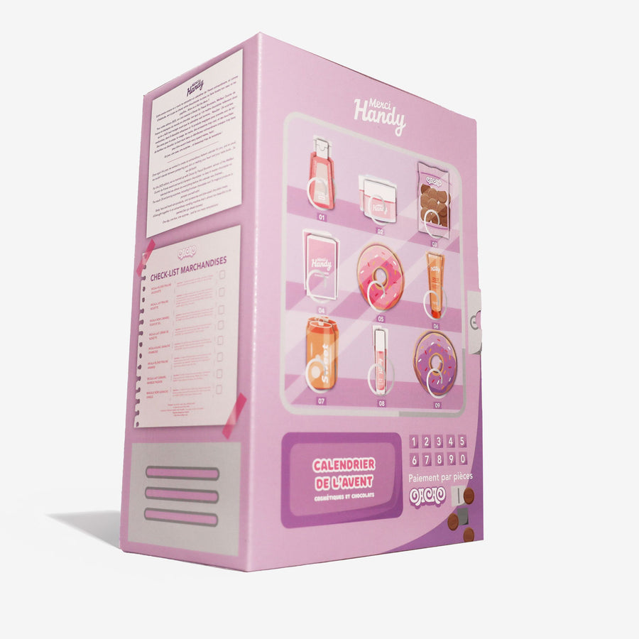 Calendrier de l'Avent Merci Handy avec motifs colorés et festifs