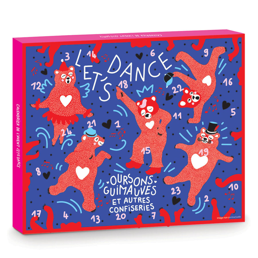 Calendrier de l'Avent avec oursons guimauves sur fond festif