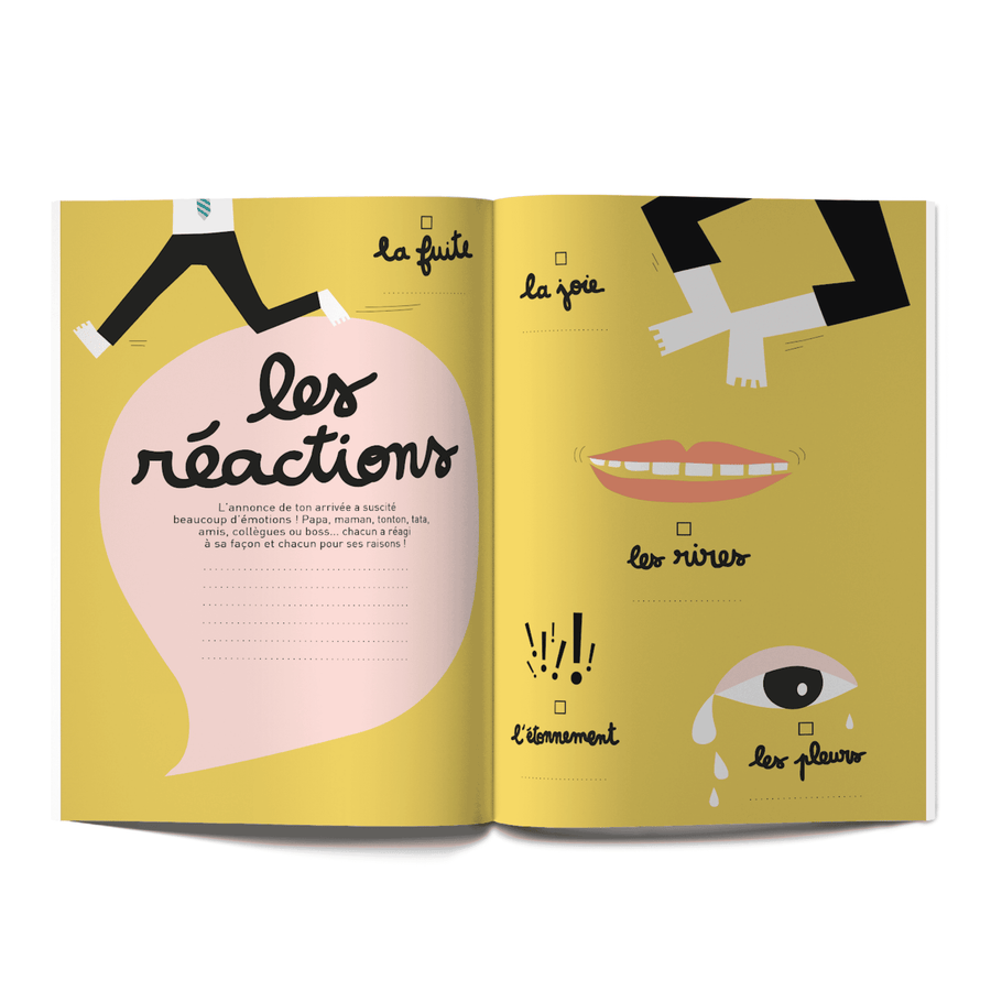 Cahier de grossesse avec couverture illustrée et douce texture.