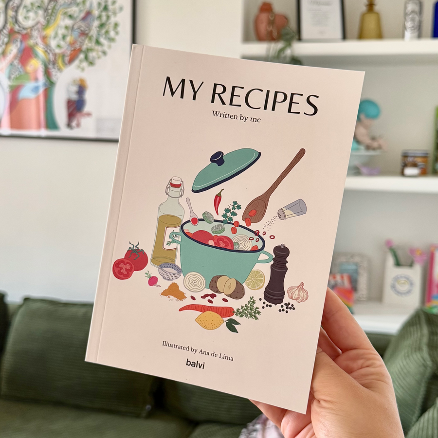 Carnet de recettes avec couverture illustrée et détails raffinés.