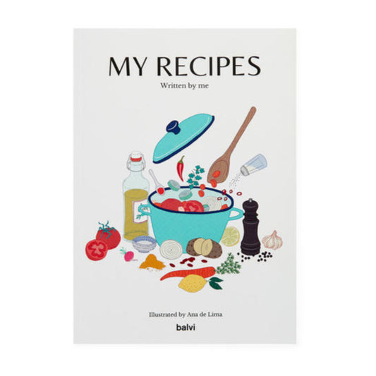 Couverture illustrée du carnet de recettes à compléter