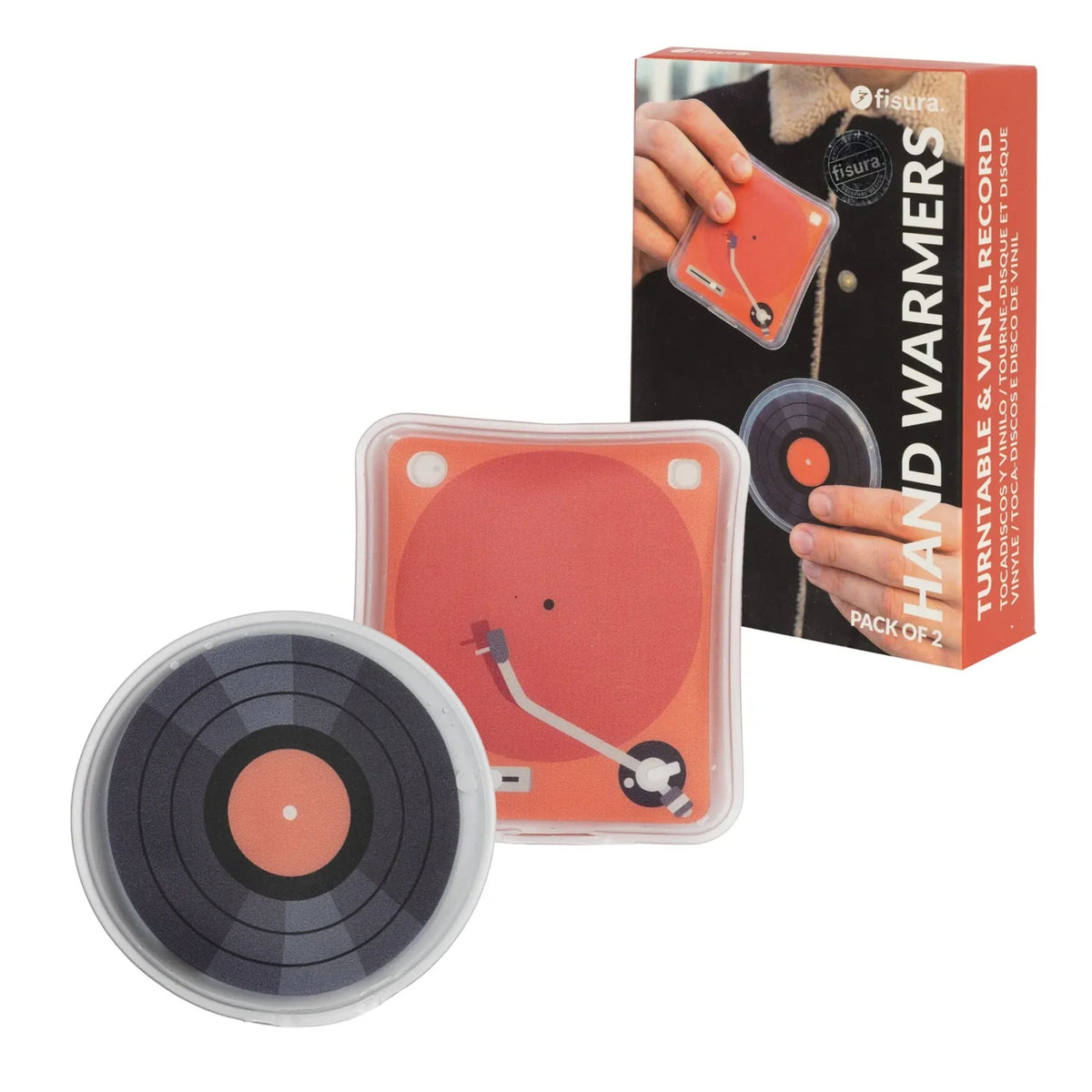 Chauffe-main vinyle avec texture brillante et design rétro