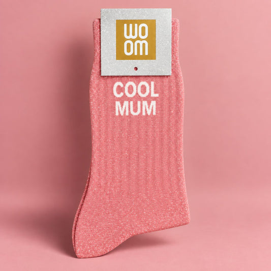 Chaussettes à paillettes 'Cool Mum' avec motif scintillant