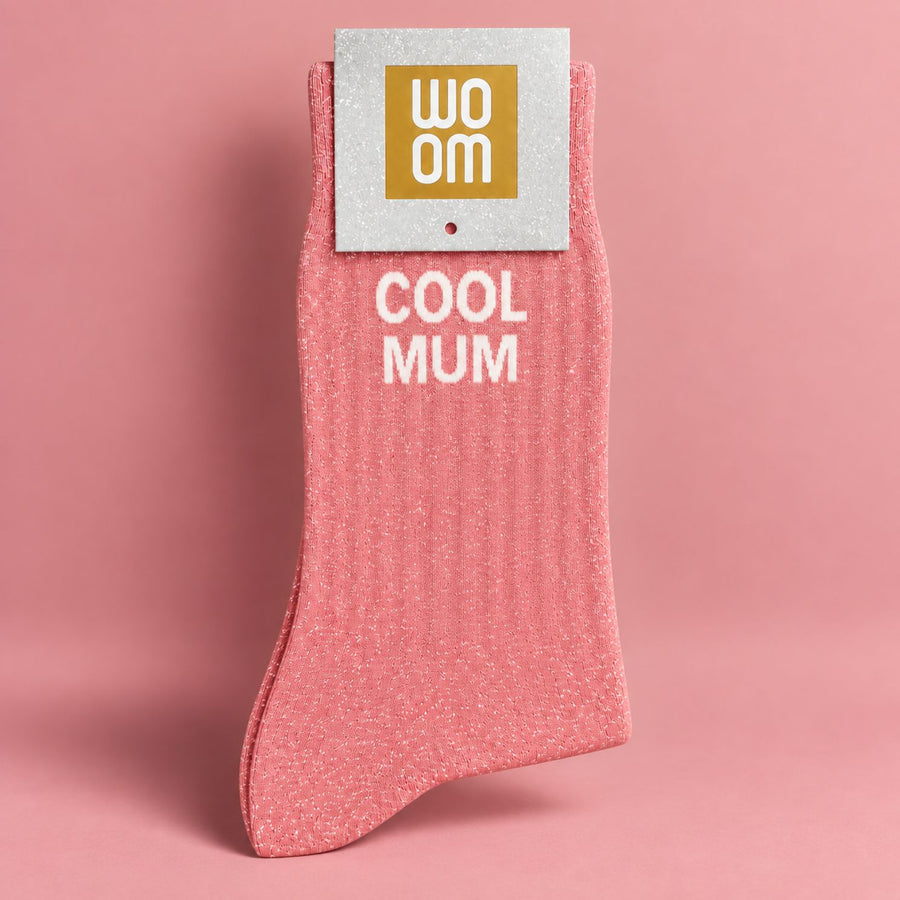 Chaussettes à paillettes 'Cool Mum' avec motif scintillant