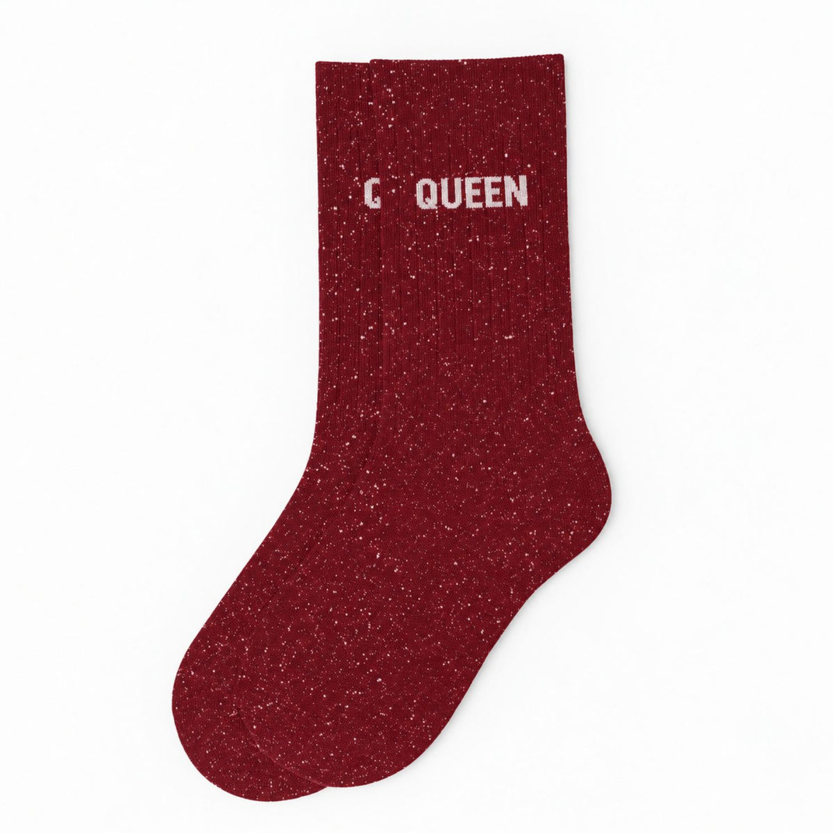Chaussettes à paillettes avec inscription 'Queen' sur la cheville