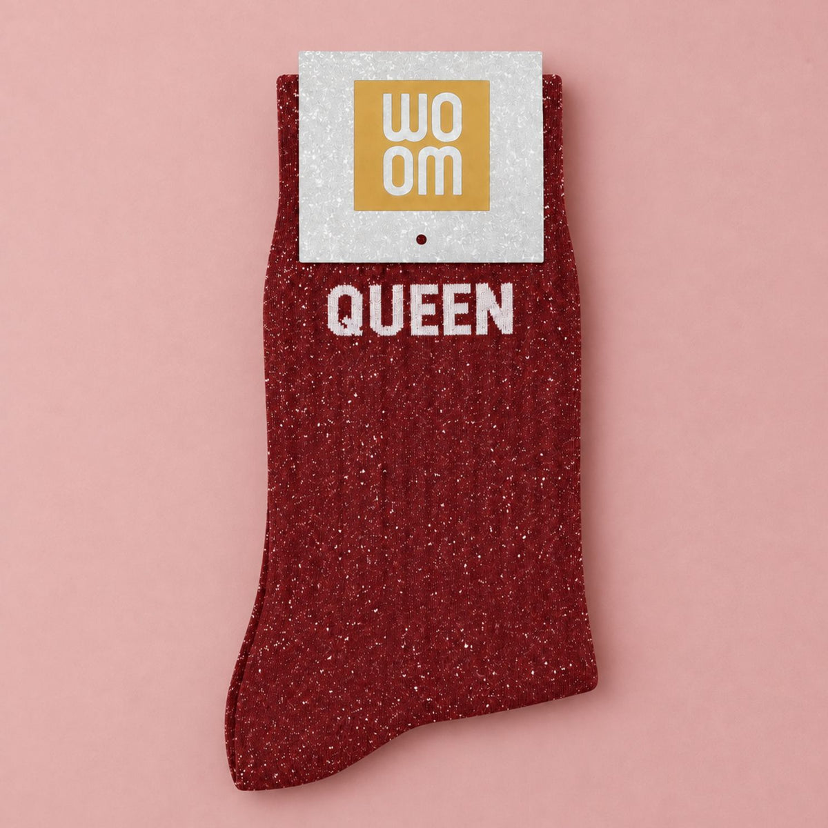 Chaussettes à paillettes avec inscription 'Queen' sur la cheville