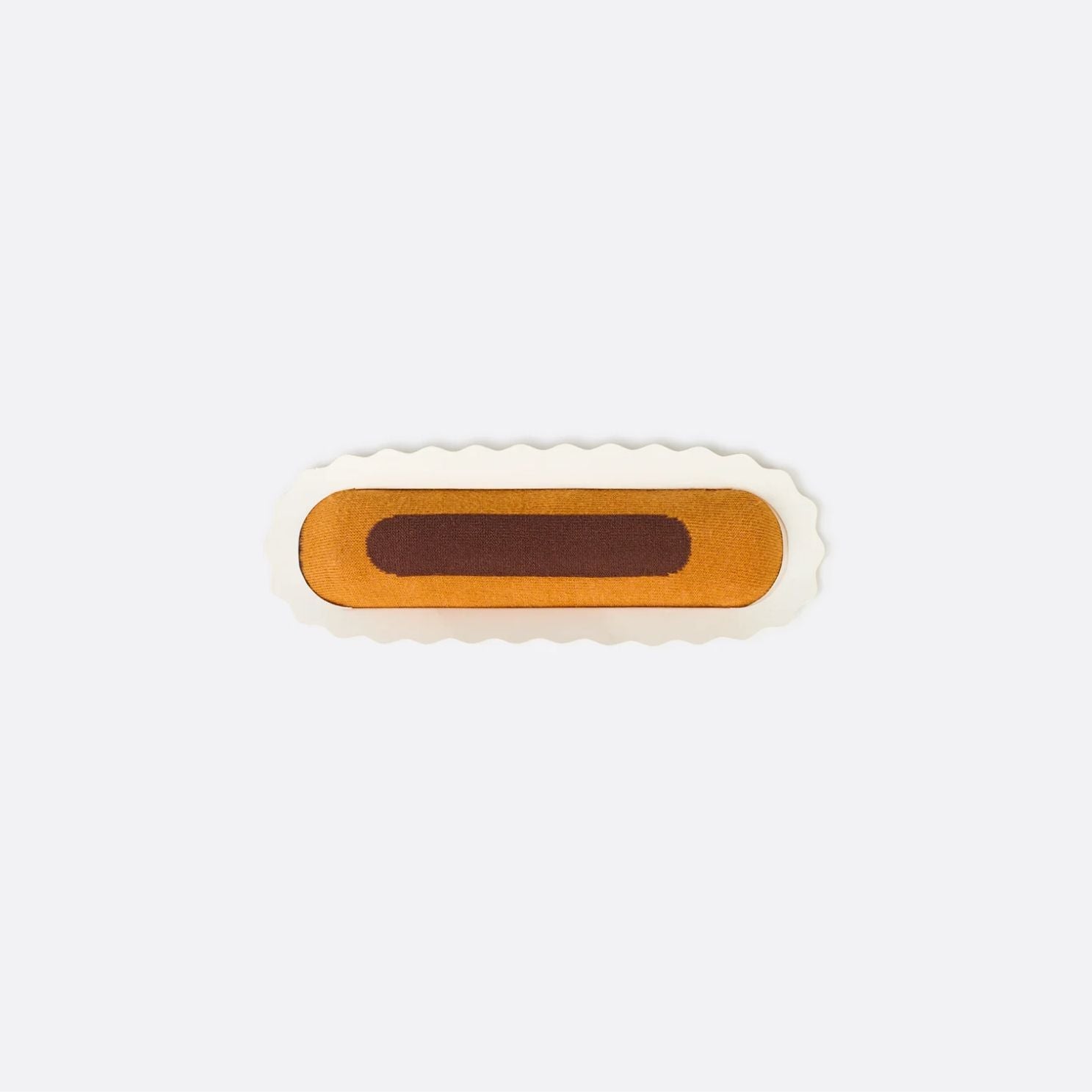 Chaussettes chocolat en forme d'éclair, vue de dessus.
