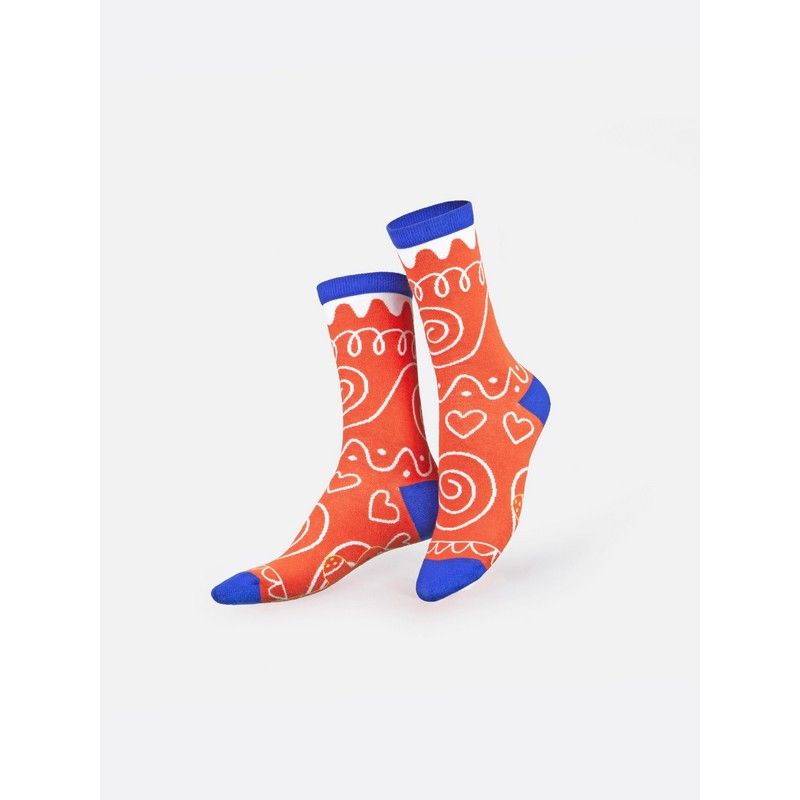 Chaussettes motif pain d'épices avec détails colorés