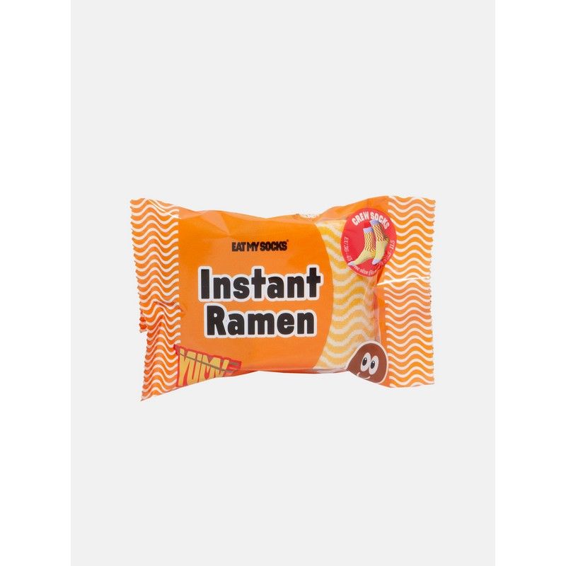 Chaussettes trompe l'oeil Ramen avec motif de nouilles colorées.