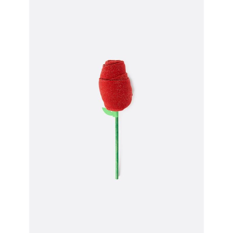 Chaussettes rose avec motif géométrique en rouge