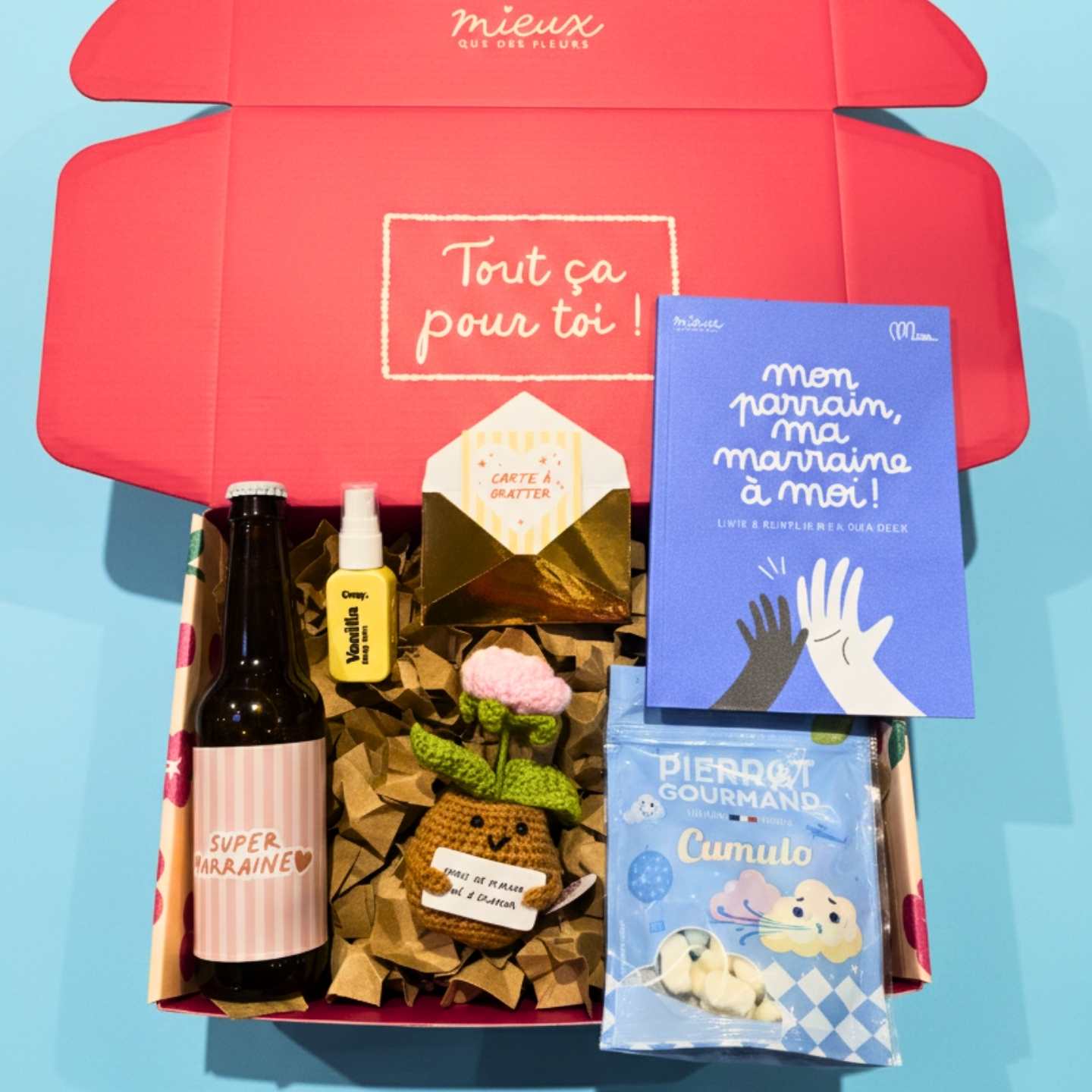 Coffret Marraine avec porte-clés et carte à gratter