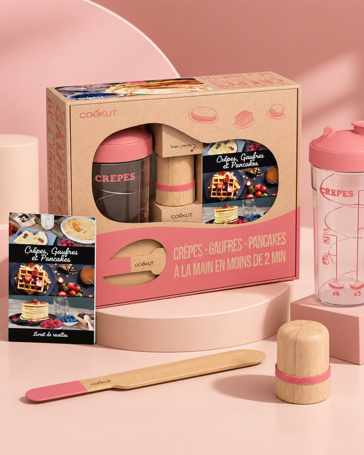 Coffret shaker avec repères pour crêpes et pancakes
