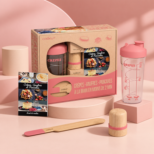 Coffret shaker avec repères pour crêpes et pancakes
