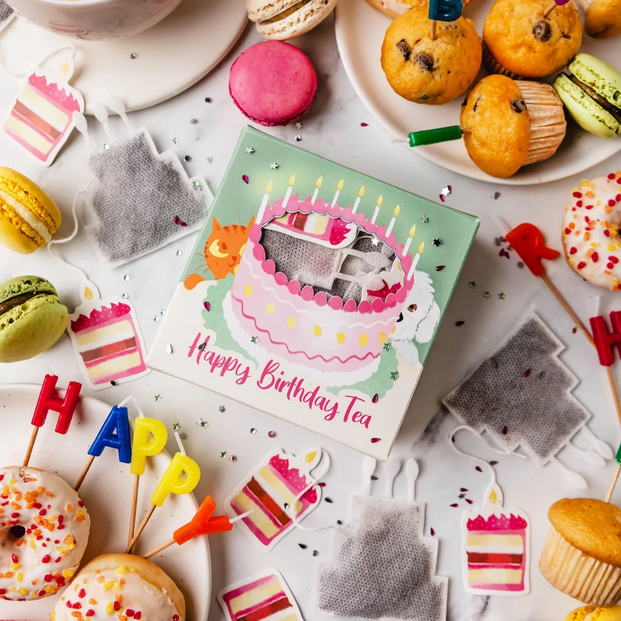 Coffret de thé élégant avec motifs floraux pour anniversaire