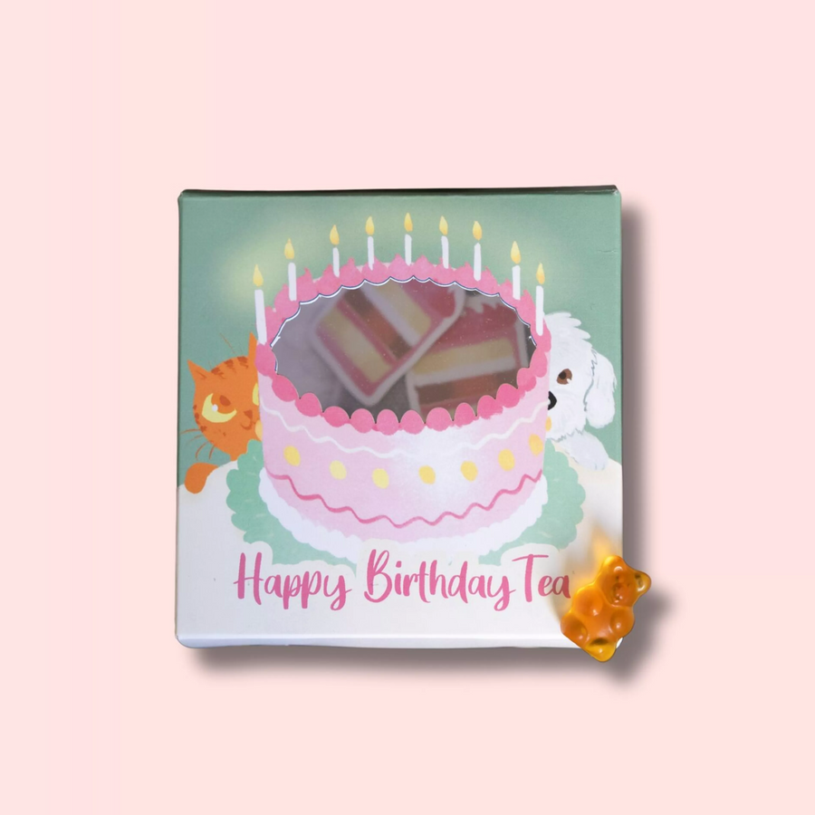 Coffret de thé avec motifs colorés pour un anniversaire