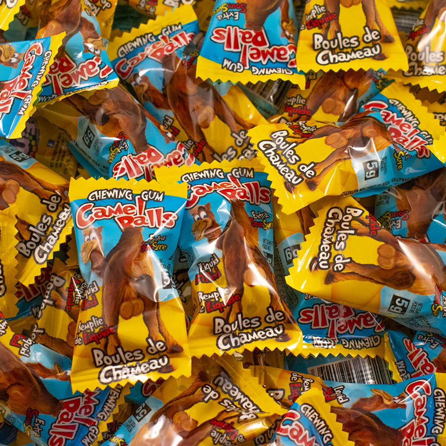 Détail des boules de chameau avec texture brillante et irrégulière.