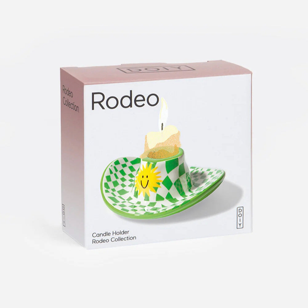 Bougeoir en chapeau de cowboy avec motif quadrillé