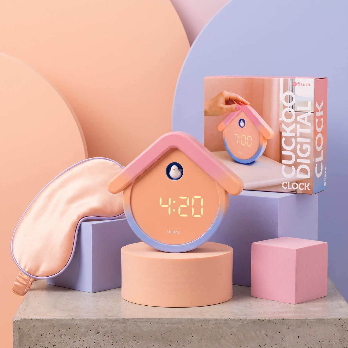 Réveil oiseau avec un design ludique et des couleurs douces