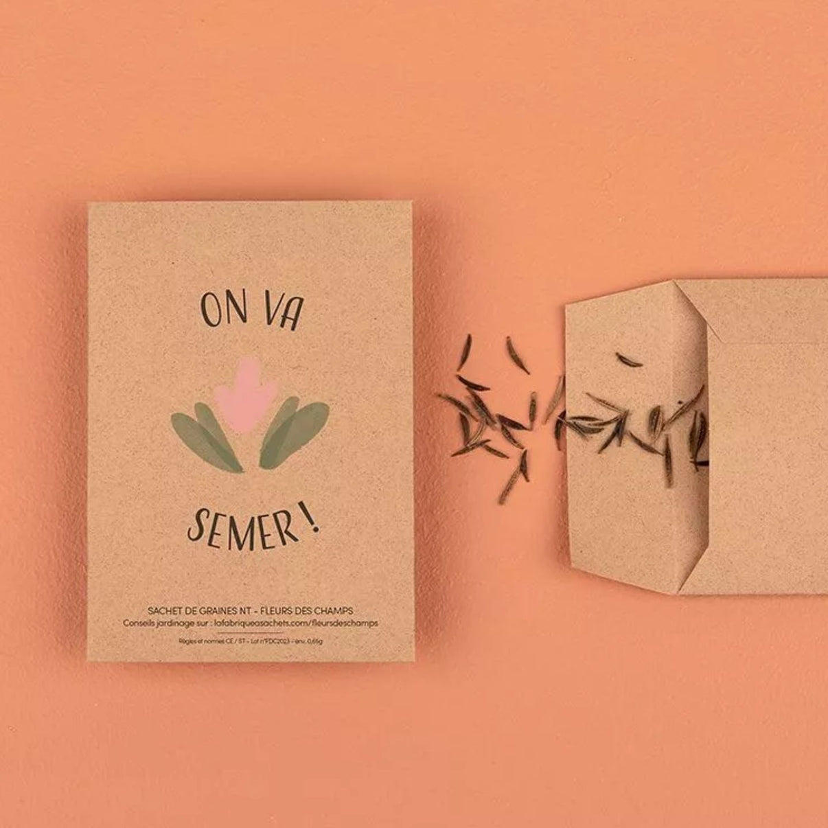 Sachet de graines avec un design romantique et coloré