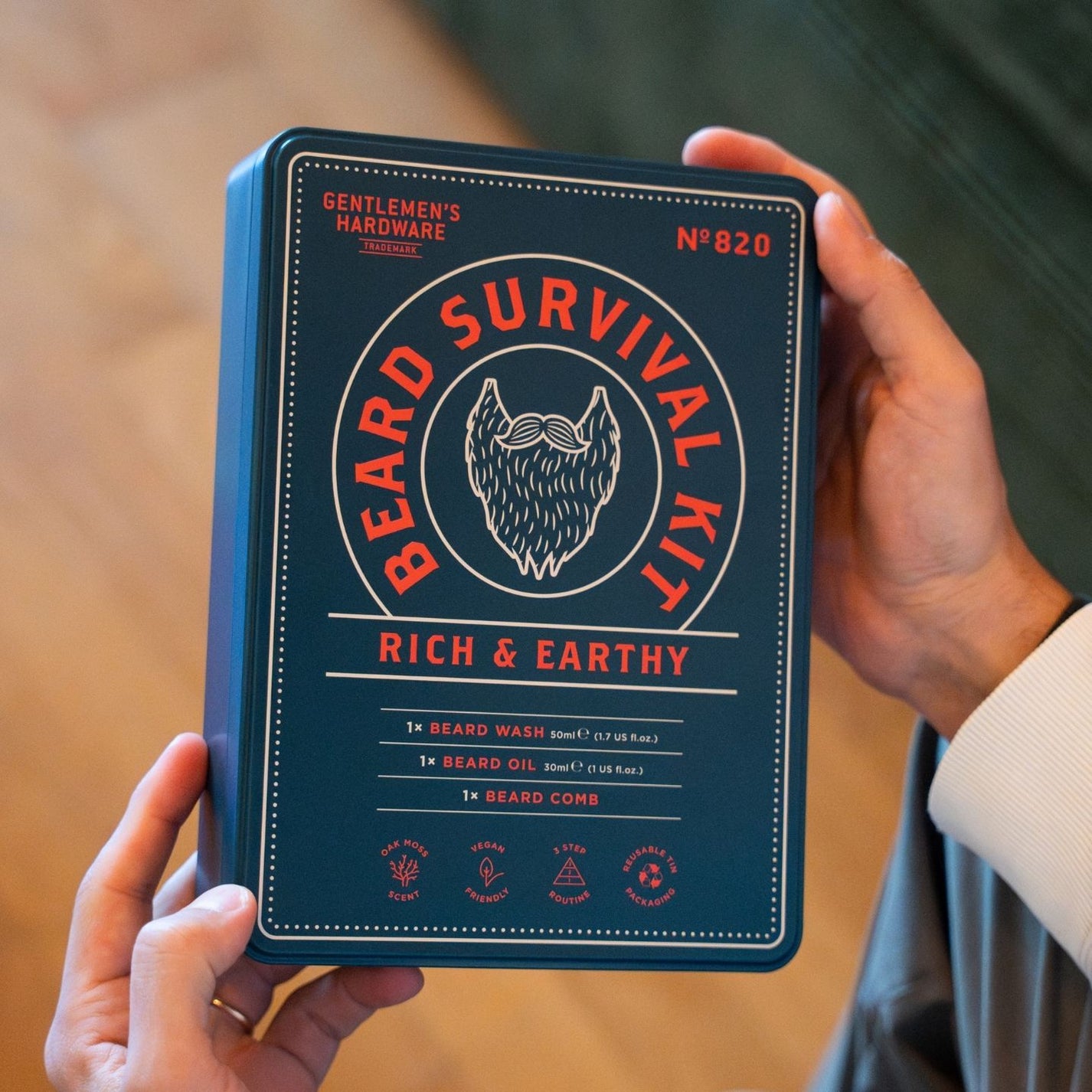 Coffret de soins pour barbe avec produits bien agencés