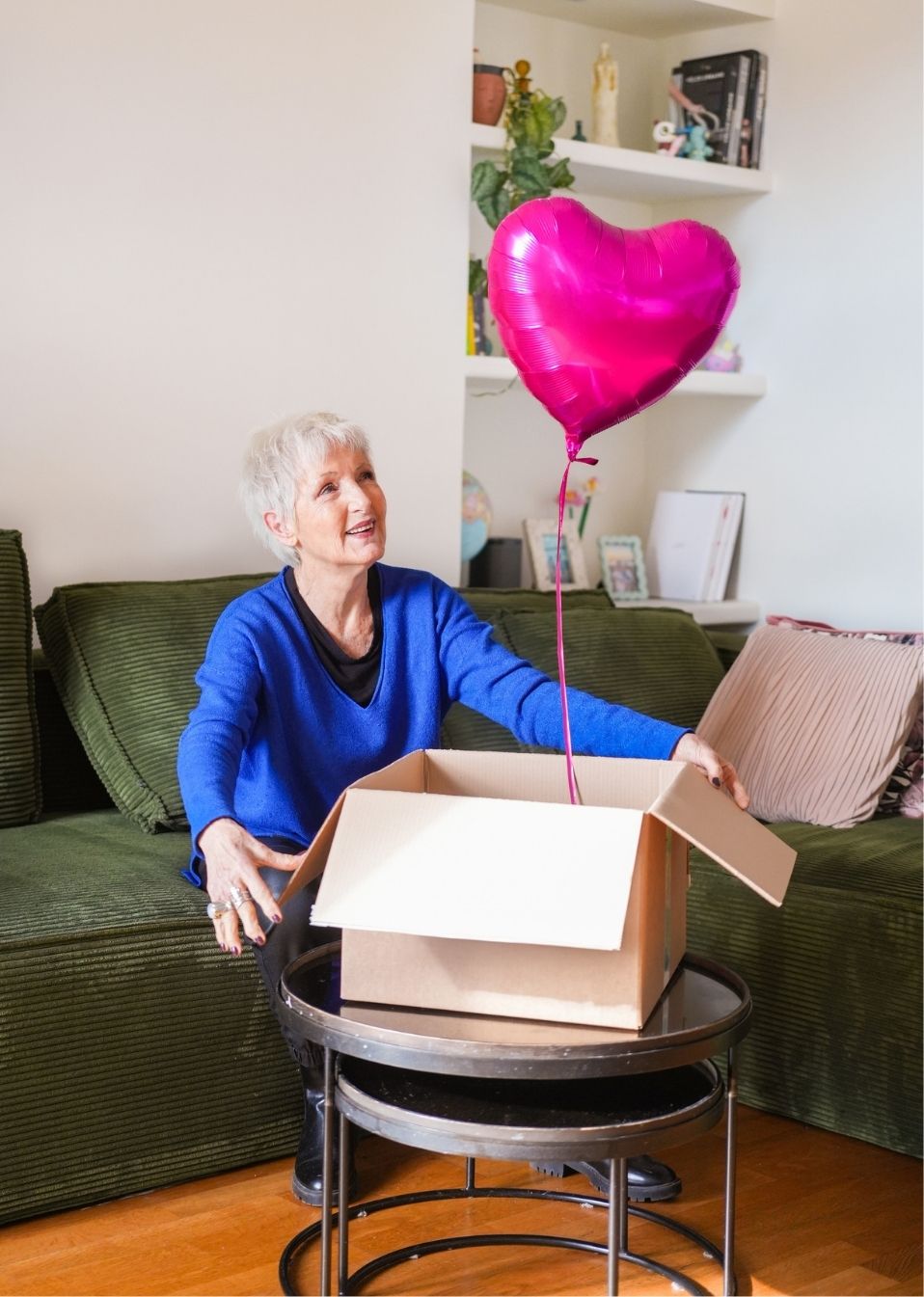 Box ballon coeur rose pour la fête des mamies