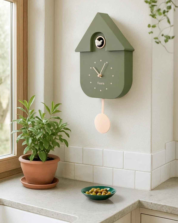 Horloge oiseau Fisura avec design élégant et détails en bois