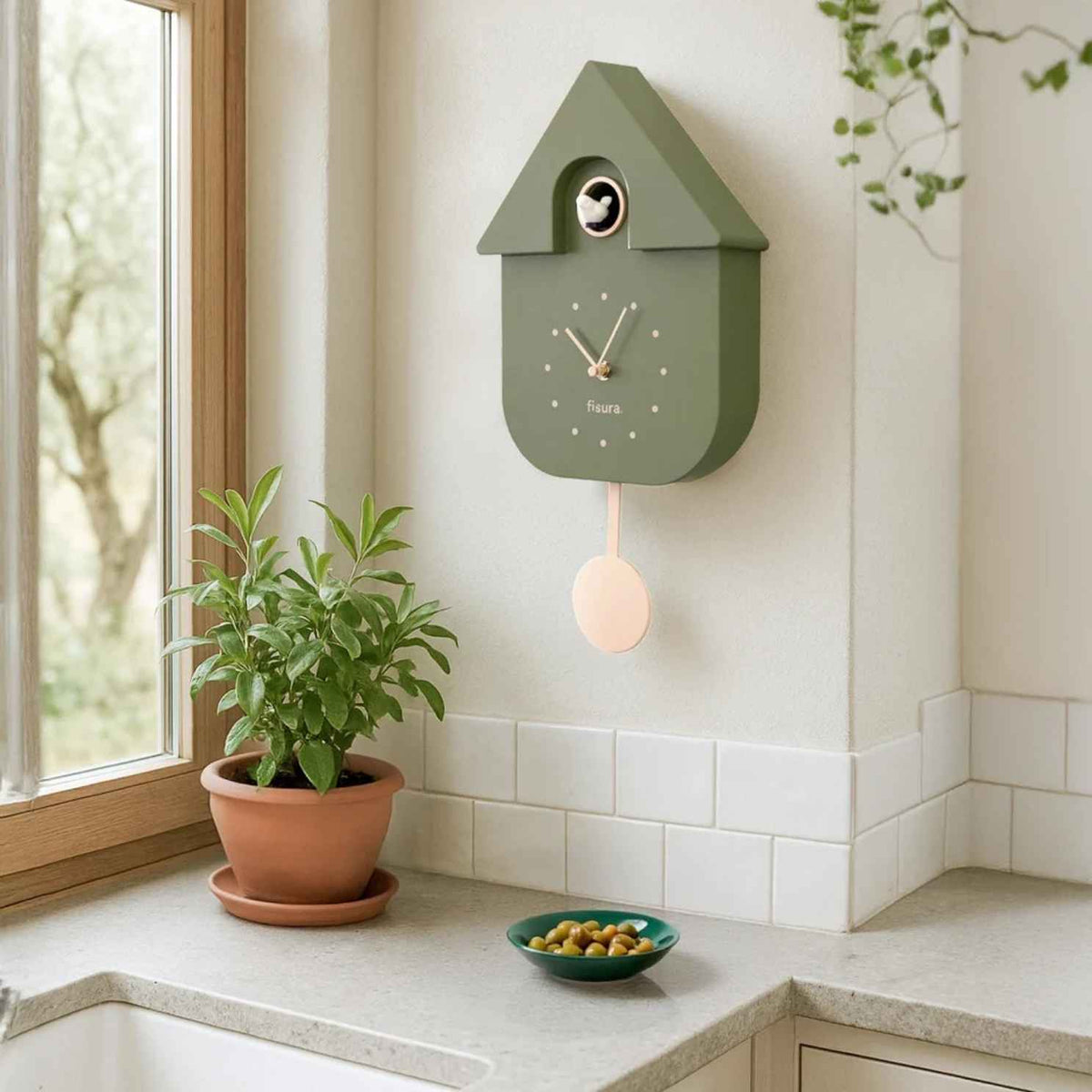 Horloge oiseau Fisura avec design élégant et détails en bois