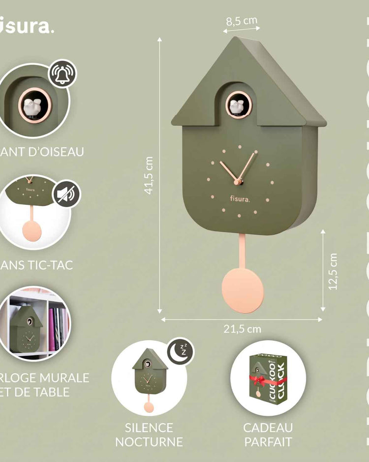 Horloge oiseau Fisura avec design élégant et détails colorés