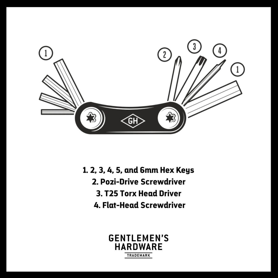 Outil multifonction pour vélo avec clés hexagonales visibles