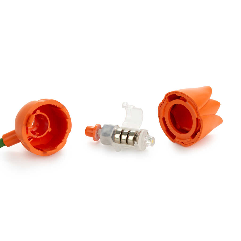 Liseuse tulipe orange avec un design élégant et compact.