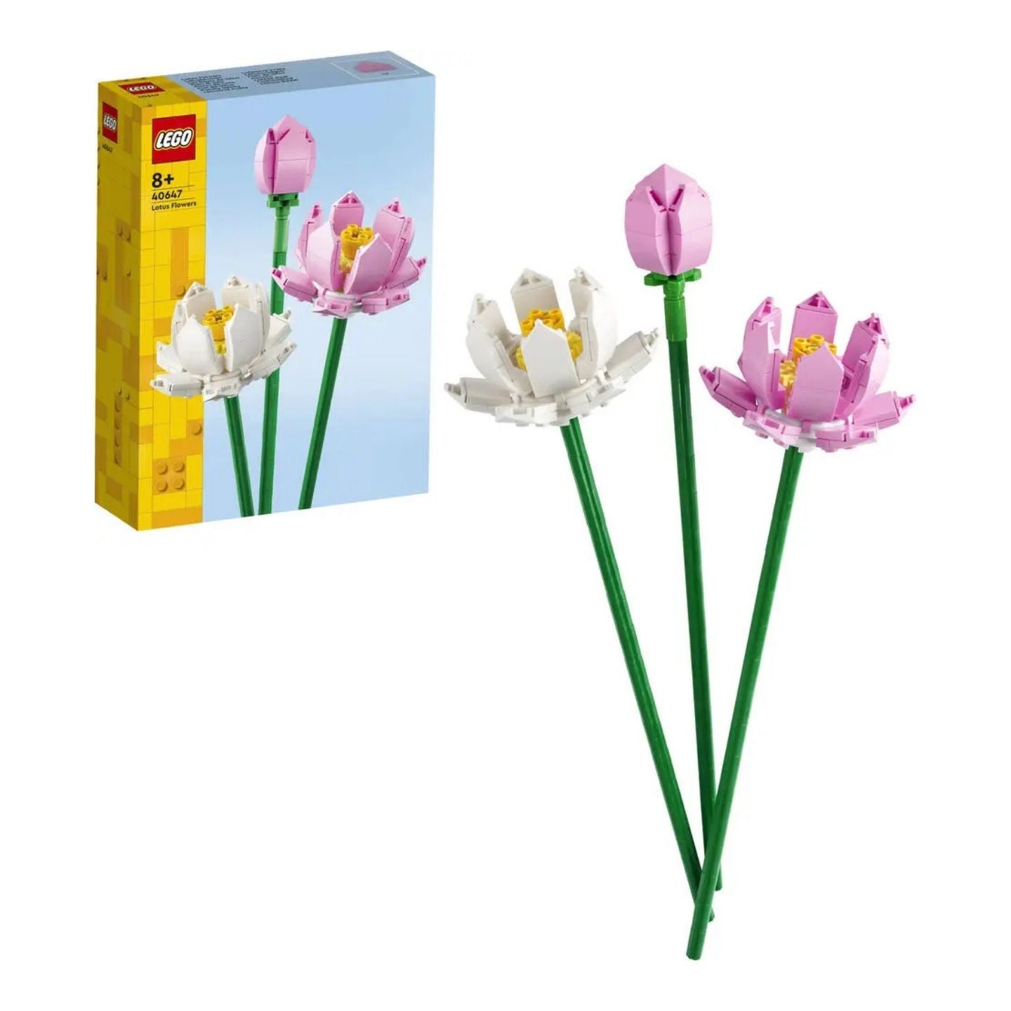 Fleur de lotus LEGO en détail, vue de côté avec pétales colorés