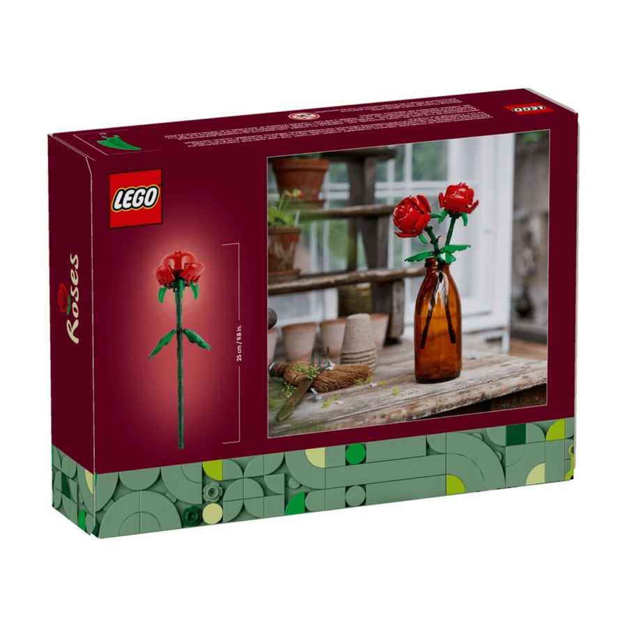Roses Lego avec tiges ajustables et feuilles vertes