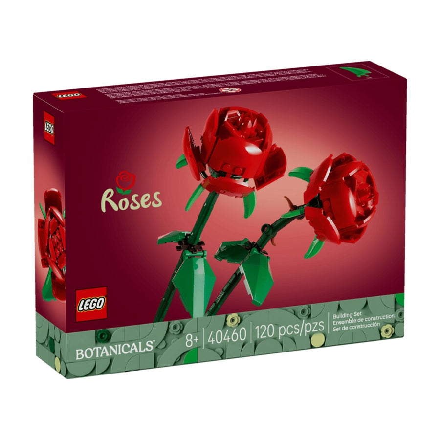 Roses en Lego avec tiges ajustables et feuilles vertes