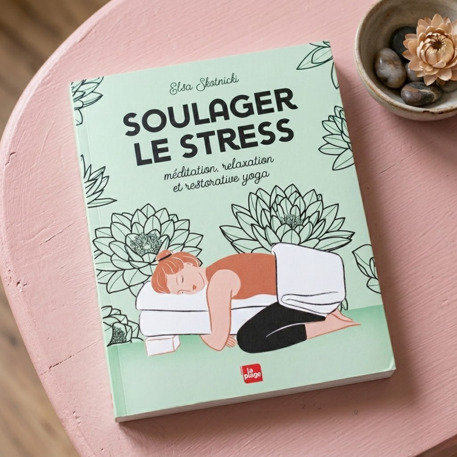 Couverture du livre sur la gestion du stress avec des illustrations apaisantes