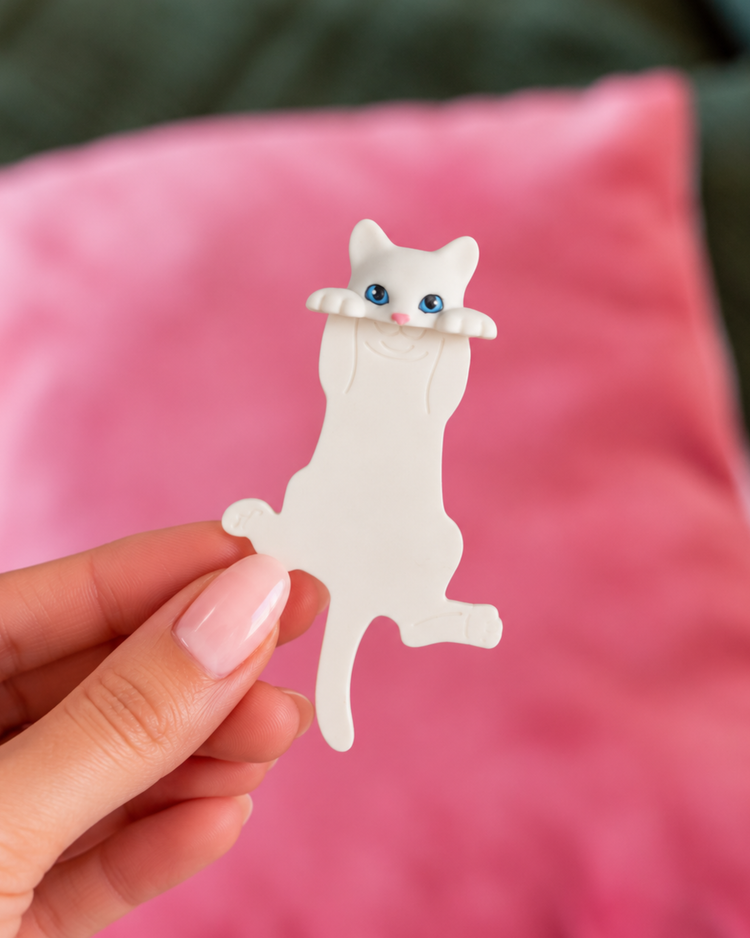 Marque-page en forme de chat avec un design minimaliste