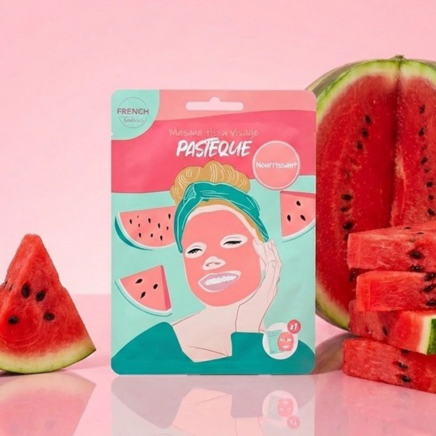 Masque en tissu à la pastèque, texture douce et hydratante