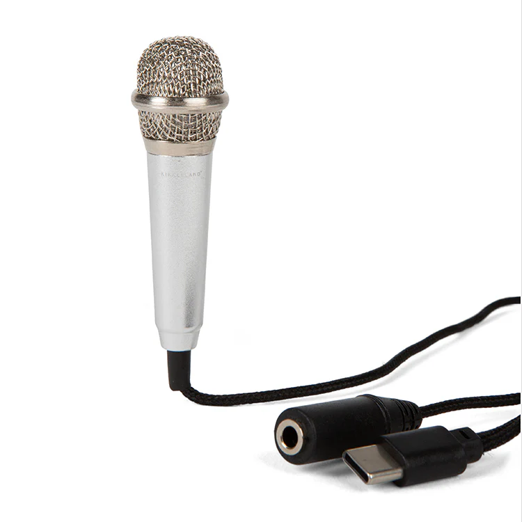 Mini microphone karaoké avec finition métallique brillante