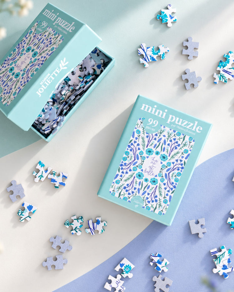 Mini puzzle avec motif coloré et texte inspirant