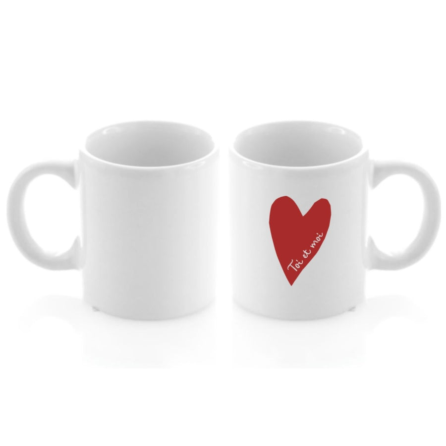Mini mug Toi et Moi avec cœur rouge sur fond blanc